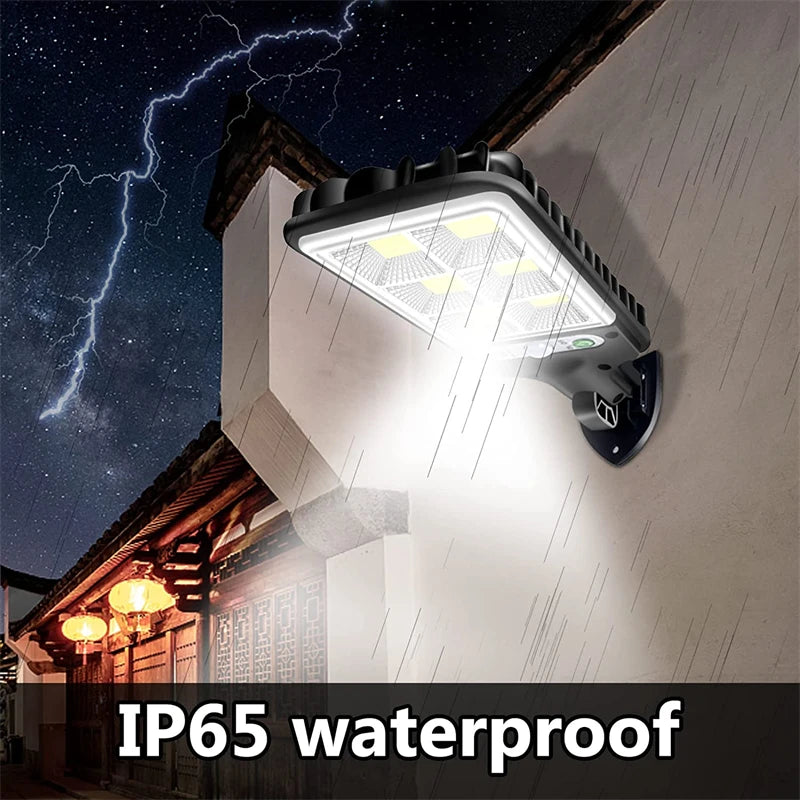 108/117 COB Solar Street Light Outdoor 4 Pack with 3 Mode Waterproof Motion Sensor Security Lighting LED Wall Lamp for Garden