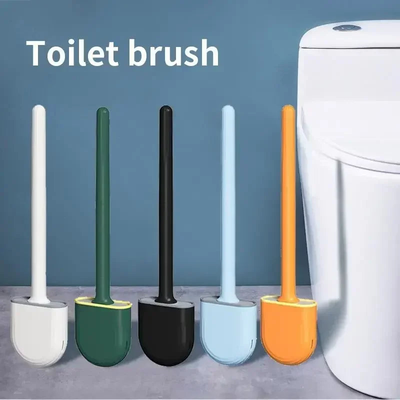 Silicone Toilet Brush Wall Mounted Toilet Brush Long Handled Toilet Brush Quick Drying for Corner Cleaning Household Bathroom