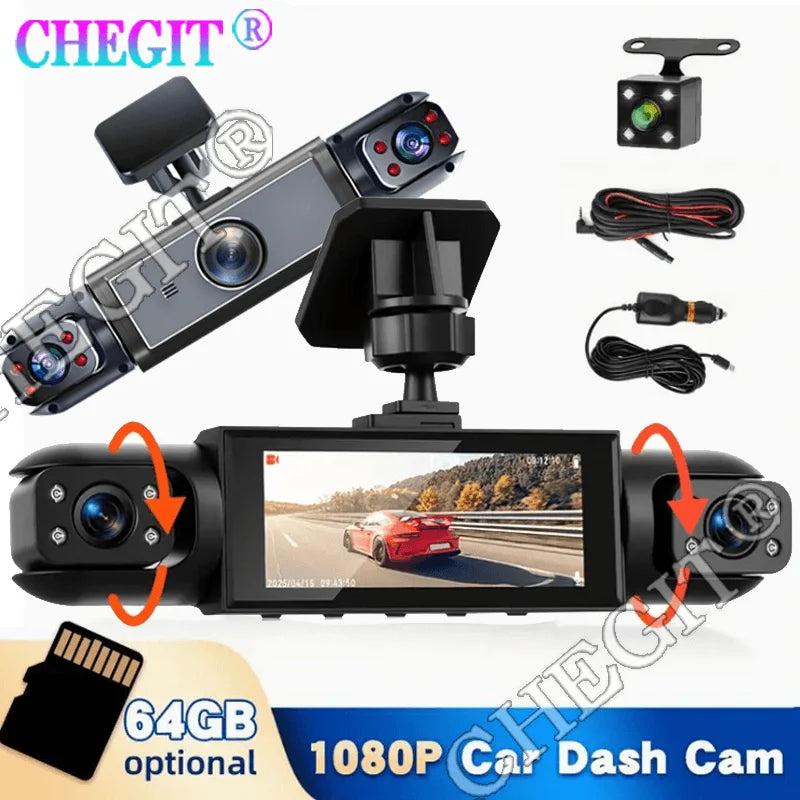 360° Car DVR 1080P Video Recorder Dash Cam for Car 3/4 Lens Front Right Rear View Camera Night Vision 24H Parking Monito Camera