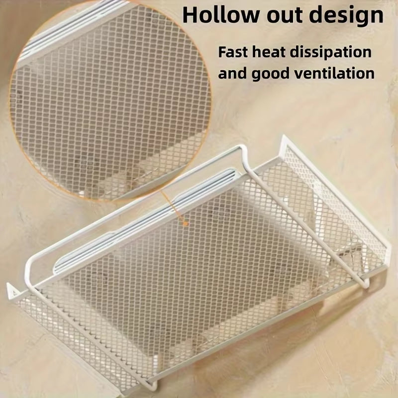 Wall-Mounted Router Shelf No-Drill - Stainless Steel 