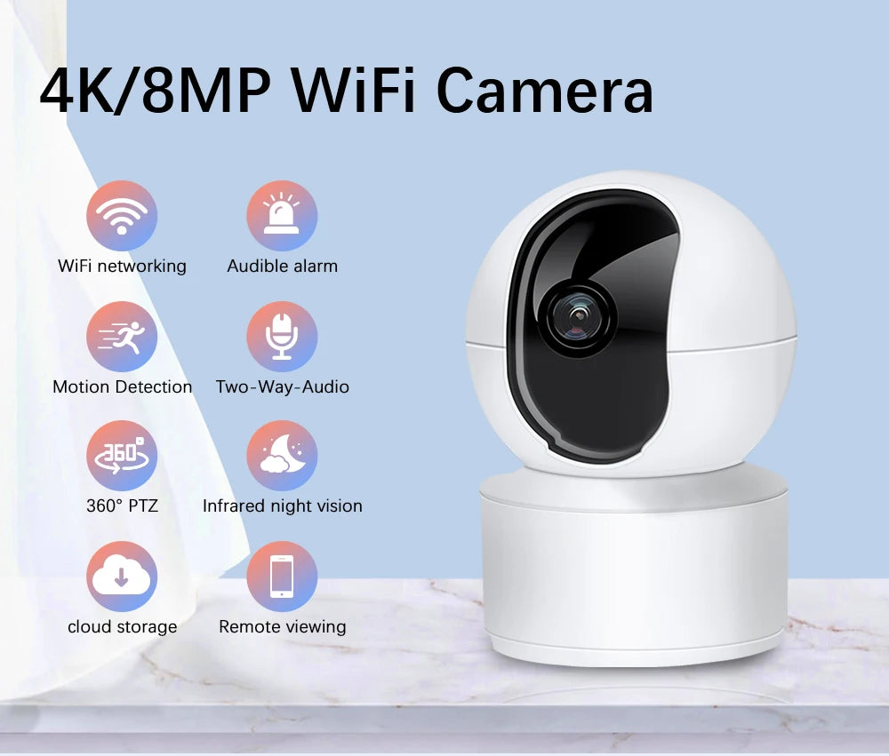 Neye S5 8MP 4K Wifi Security Camera Home Indoor Baby Monitor 360 ° Panoramic Camera CCTV Smart Home Security