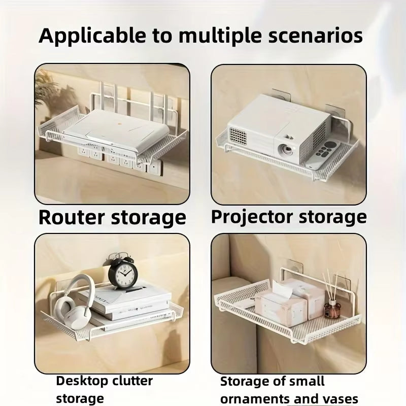 Wall-Mounted Router Shelf No-Drill - Stainless Steel 
