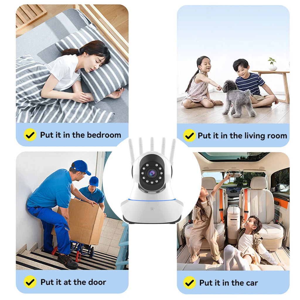 Wifi Camera 1080P HD Night Vision Baby Pet Safety Monitor 360Degree Rotation Auto Tracking Smart Home Security Protection 2025