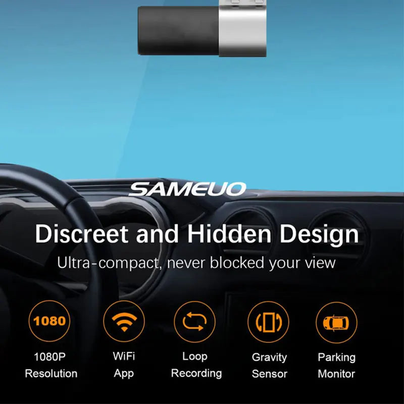 Dash Cam 1080P Video Recorder Wifi APP Control 360° Rotating Lens Loop Recording Night Vision for Dash Car Camera