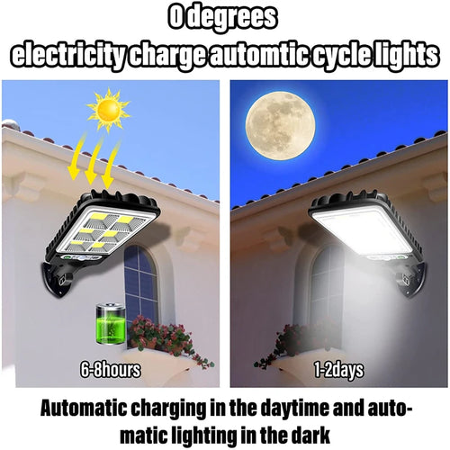 108/117 COB Solar Street Light Outdoor 4 Pack with 3 Mode Waterproof Motion Sensor Security Lighting LED Wall Lamp for Garden