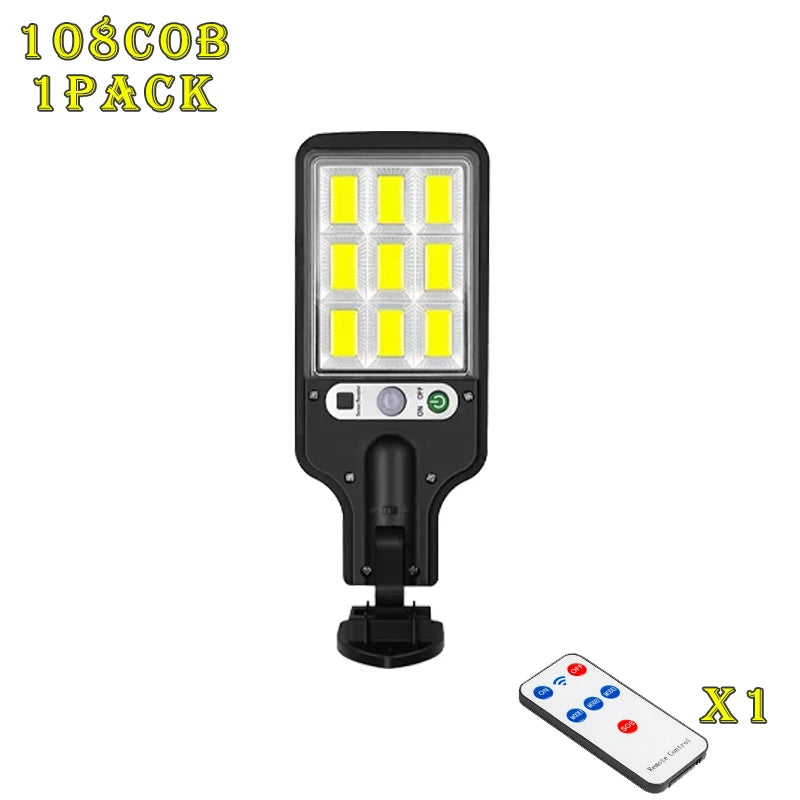 108/117 COB Solar Street Light Outdoor 4 Pack with 3 Mode Waterproof Motion Sensor Security Lighting LED Wall Lamp for Garden