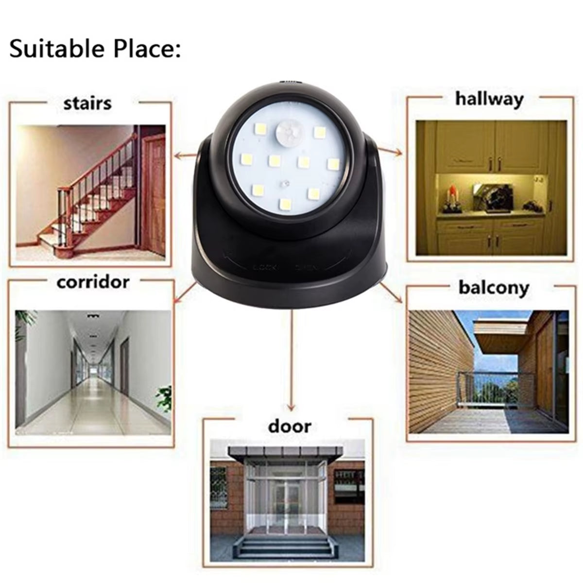  Wall Night Light Motion Sensor Light Energy-Saving LED 