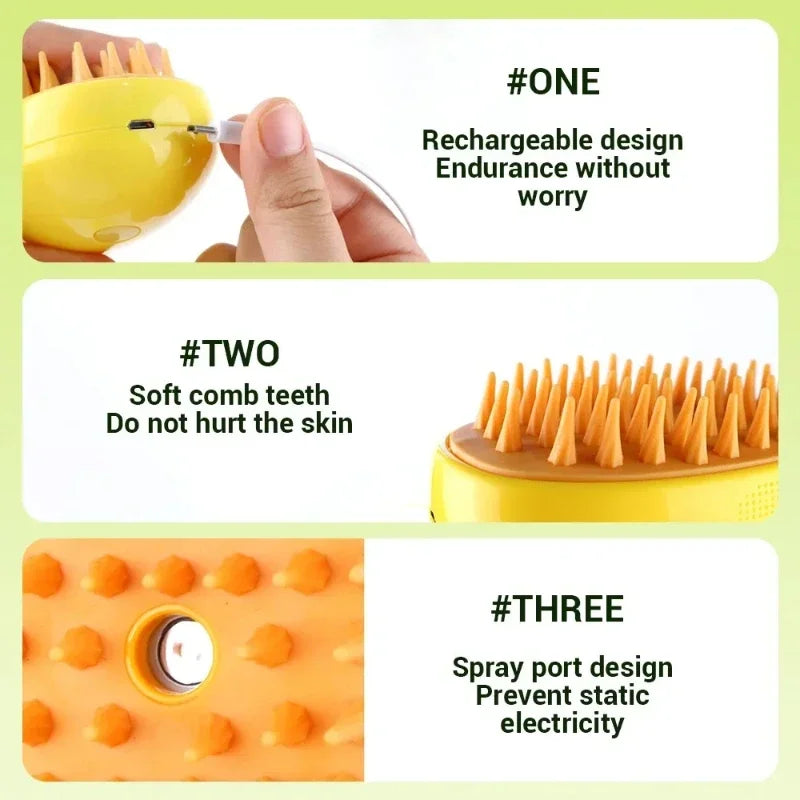 Pet Steam Brush Cat Dog Cleaning Steamy Spray Massage Beauty Comb 3 in 1 Hair Removal Grooming Supplies Pets Accessories