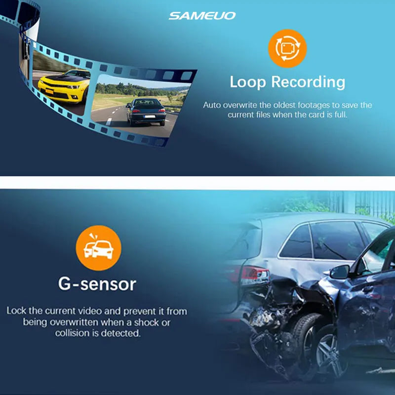 Dash Cam 1080P Video Recorder Wifi APP Control 360° Rotating Lens Loop Recording Night Vision for Dash Car Camera