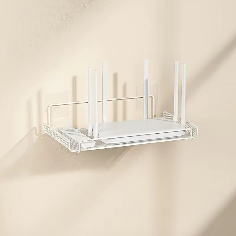 Wall-Mounted Router Shelf No-Drill - Stainless Steel 