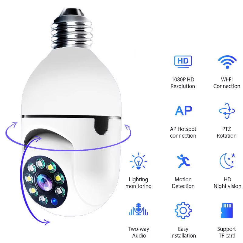Wifi IP E27 Bulb Surveillance Camera Night Vision Wireless Home Camera CCTV Video Security Protection Baby Mini Cam