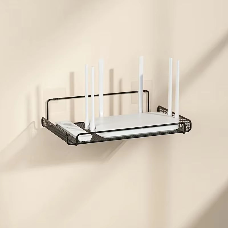 Wall-Mounted Router Shelf No-Drill - Stainless Steel 