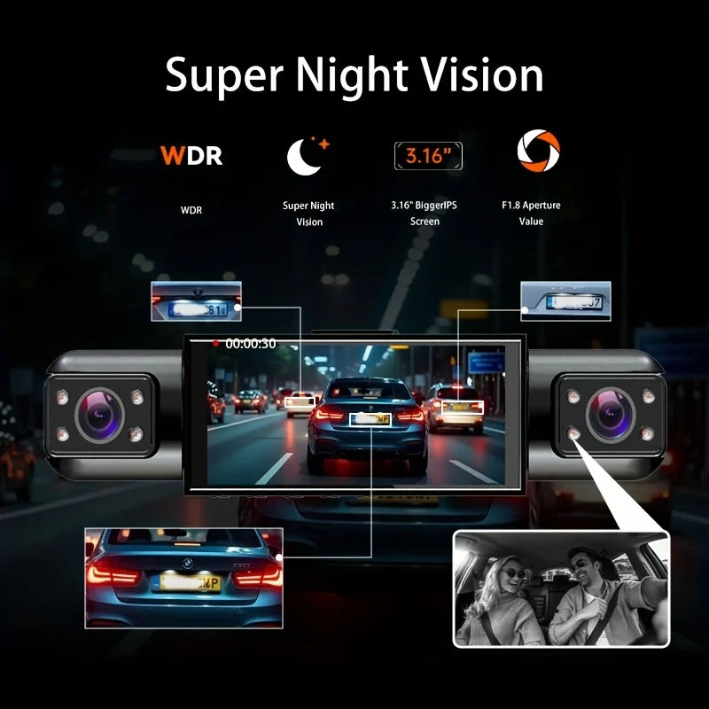 360° Car DVR 1080P Video Recorder Dash Cam for Car 3/4 Lens Front Right Rear View Camera Night Vision 24H Parking Monito Camera