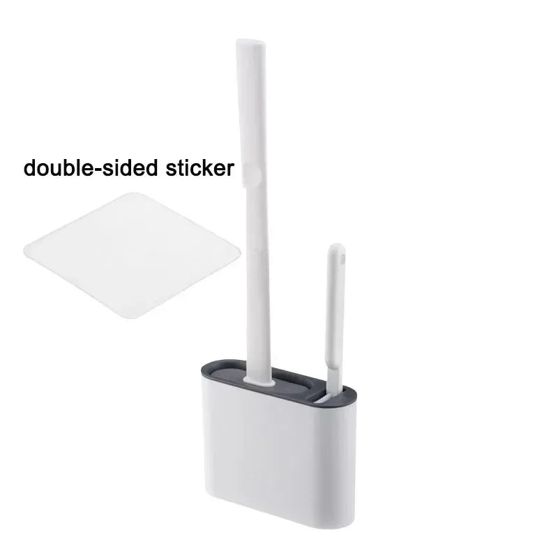 Silicone Toilet Brush Wall Mounted Toilet Brush Long Handled Toilet Brush Quick Drying for Corner Cleaning Household Bathroom