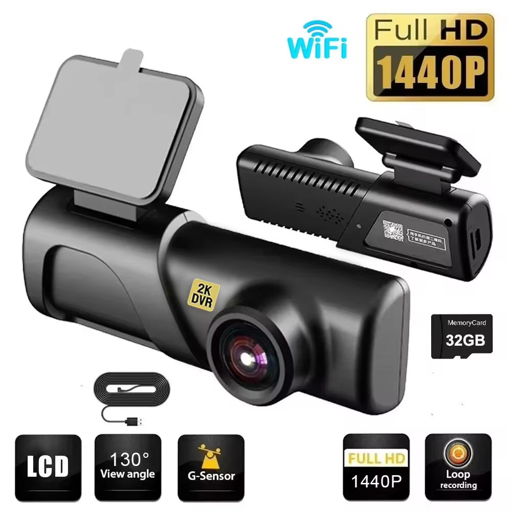 2K 1440P HD Wifi Dash Cam for Car DVR Camera Video Recorder Auto Night Vision WDR Voice Control Wireless 24H Parking Mode